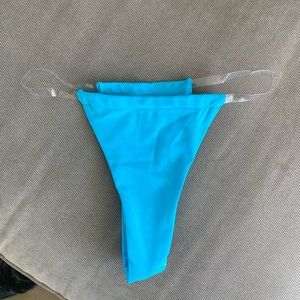 LAKE SWIM Sky blue thong clear strap bikini bottom